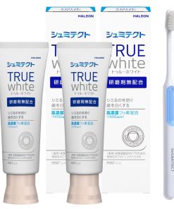 【医薬部外品】シュミテクト トゥルーホワイト歯磨き粉 知覚過敏ケア 高濃度フッ素配合<1450ppm> 歯磨き粉2本+歯ブラシ付き [お得セット]